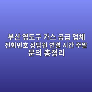 부산 영도구 가스 공급 업체 전화번호 상담원 연결 시간 주말 문의 총정리 4 부산 영도구 가스 공급 업체 전화번호 상담원 연결 시간 주말 문의 총정리